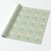 Papier Cadeau Daisy Fleurs sauvages Vert (Déroulé)