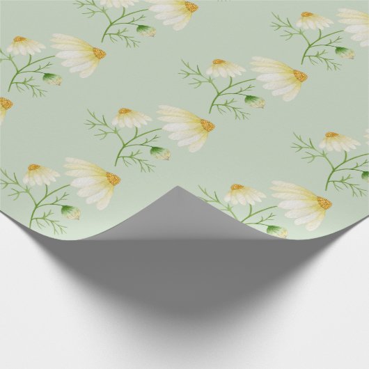 Papier Cadeau Daisy Fleurs sauvages Vert (Coin)