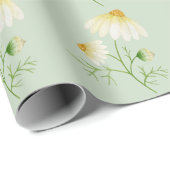 Papier Cadeau Daisy Fleurs sauvages Vert (Coin rond)