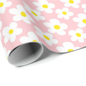 Papier Cadeau Daisy Floral Rétro et Pêche (Coin rond)