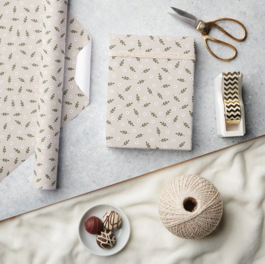 Papier Cadeau Daisy minimal Sprig rustique pays (Artisanat)