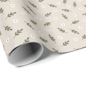 Papier Cadeau Daisy minimal Sprig rustique pays (Coin rond)