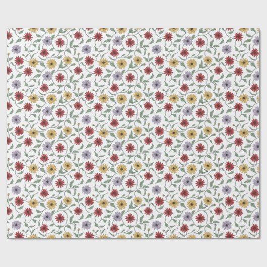 Papier Cadeau Daisy Pattern Doodle Pen and Ink Style (Plat)