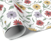 Papier Cadeau Daisy Pattern Doodle Pen and Ink Style (Coin rond)