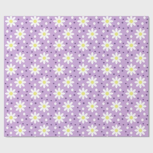 Papier Cadeau daisy points lilas (Plat)