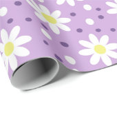Papier Cadeau daisy points lilas (Coin rond)