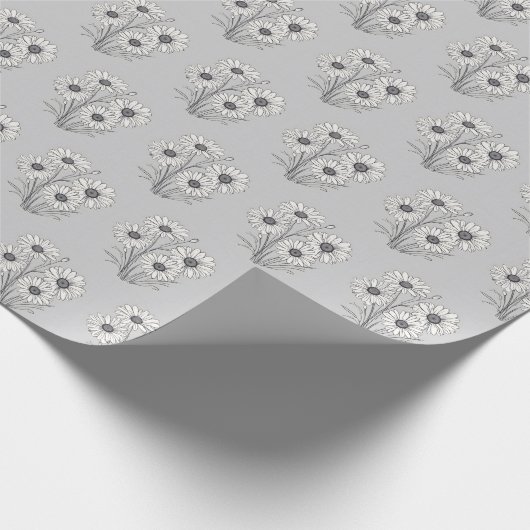 Papier Cadeau Daisy Sketch Sur Grey (Coin)