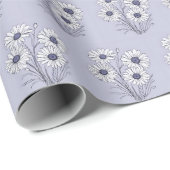 Papier Cadeau Daisy Sketch Sur Lavender (Coin rond)