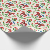 Papier Cadeau Dala suédoise Chevaux Rouge papier enveloppement (Coin)