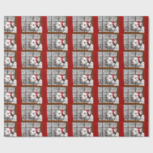 Papier Cadeau Dalmate de Noël (Plat)