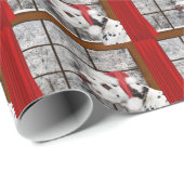 Papier Cadeau Dalmate de Noël (Coin rond)