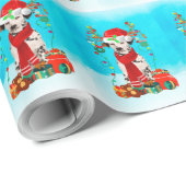 Papier Cadeau Dalmatie dans la neige avec cadeaux de Noël (Coin rond)