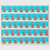 Papier Cadeau Dalmatie dans la neige avec cadeaux de Noël (Plat)