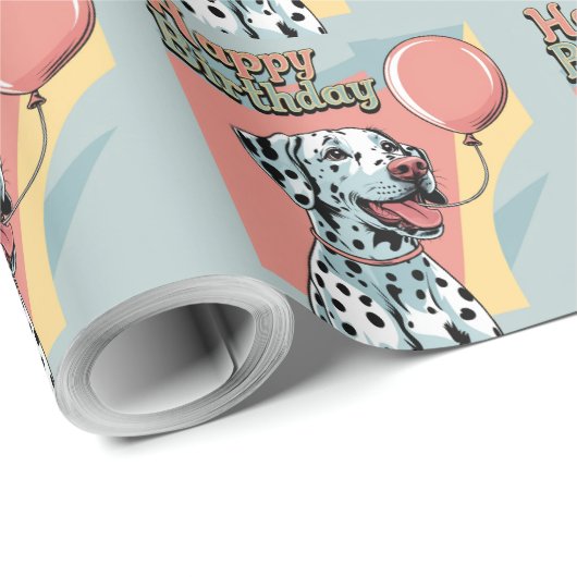 Papier Cadeau Dalmatien coloré (Coin rond)