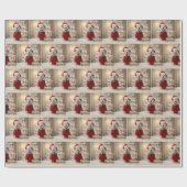 Papier Cadeau Dalmatien de Noël dans un pull rouge (Plat)