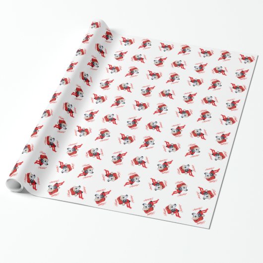 Papier Cadeau Dalmatien Joyeuses Fêtes (Déroulé)