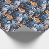 Papier Cadeau Dalmation d'Halloween avec effroi Citrouille (Coin)