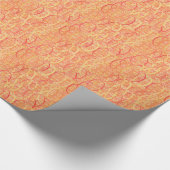 Papier Cadeau damas arabesques - orange doux et corail (Coin)