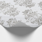 Papier Cadeau Damas Argent Et Blanc (Coin)