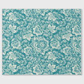 Papier Cadeau Damas beige clair & Arrière - plan bleu turquoise (Plat)