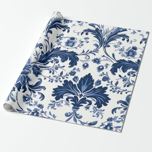 Papier Cadeau Damas bleu (Déroulé)