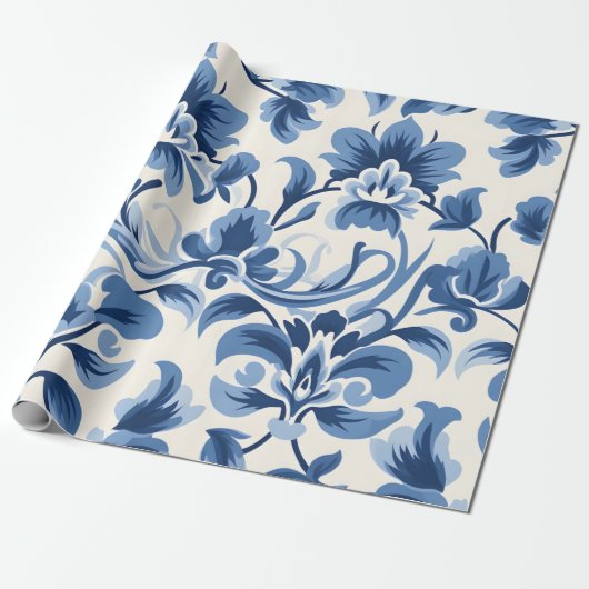 Papier Cadeau Damas bleu (Déroulé)