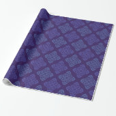 Papier Cadeau Damas Bleu Et Violet (Déroulé)