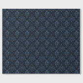 Papier Cadeau Damas bleu sur bleu foncé (Plat)