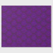 Papier Cadeau Damas crâne violet sur papier d'emballage violet (Plat)