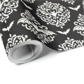 Papier Cadeau Damas de chaume noir et blanc (Coin rond)