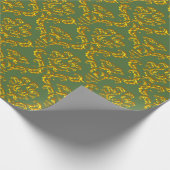 Papier Cadeau Damas d'or sur vert (Coin)