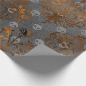Papier Cadeau Damas et crânes d'oranges métalliques (Coin)