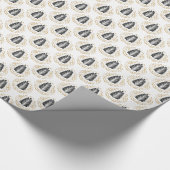 Papier Cadeau Damas florales gris et or stylisées (Coin)