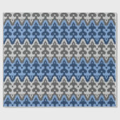 Papier Cadeau Damas Ikat marocain, bleu et gris / gris (Plat)