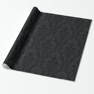 Papier Cadeau Damas noir floral