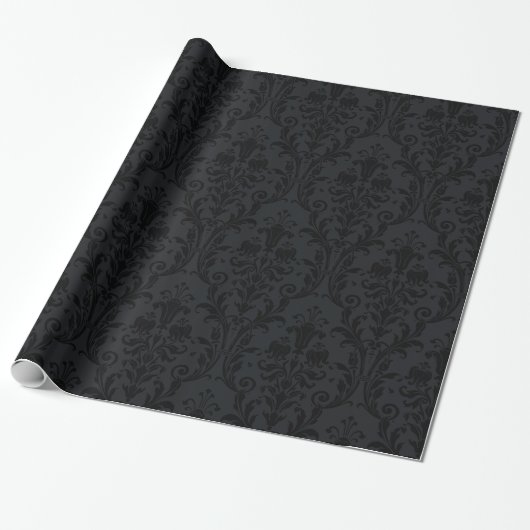 Papier Cadeau Damas noir floral (Déroulé)