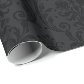 Papier Cadeau Damas noir floral (Coin rond)