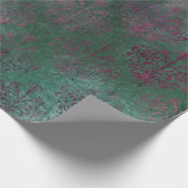 Papier Cadeau Damas pourpre sur un arrière - plan vert défraîchi (Coin)