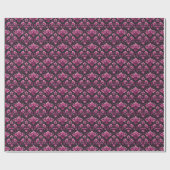 Papier Cadeau Damas rose sur noir (Plat)