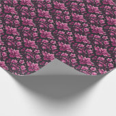 Papier Cadeau Damas rose sur noir (Coin)