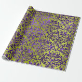 Papier Cadeau Damas Royal violet Améthyste Violet Lime Vert (Déroulé)
