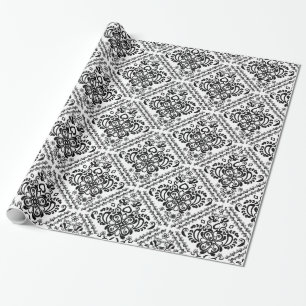 Papier Cadeau Damas Vintages en noir et blanc