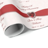 Papier Cadeau Damask 40e anniversaire Mariage Design (Coin rond)
