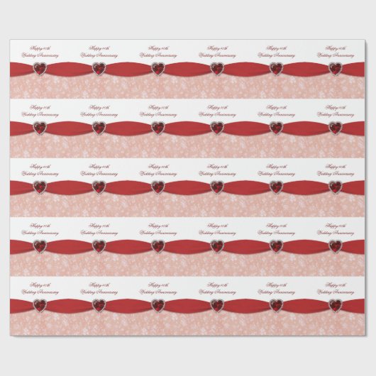 Papier Cadeau Damask 40e anniversaire Mariage Design (Plat)