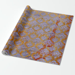 Papier Cadeau Damask Blue Cobalt Vieux Paris Rose Gold Royal