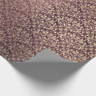Papier Cadeau Damask Burgundy Foxier Ivory Gold Royal