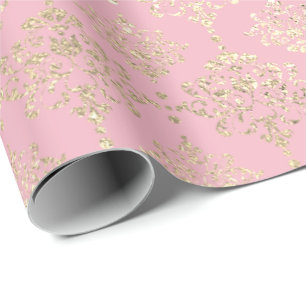 Papier Cadeau Damask Champagne Rose Royal Metallic Faux Gold