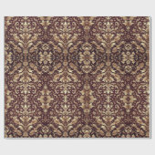 Papier Cadeau Damask Dreams en rouge et or (Plat)