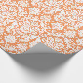 Papier cadeau | Damask Floral Orange Blanc (Coin)