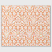Papier cadeau | Damask Floral Orange Blanc (Plat)